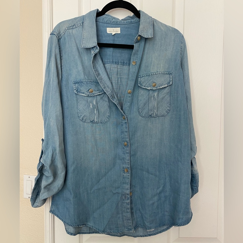 NWT distressed Denim Shirt